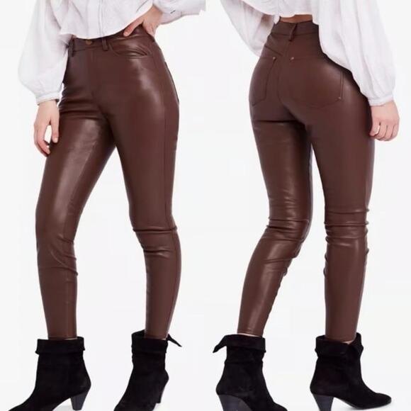 Free People Faux Leather Slim Pant NWT - Picture 6 of 6